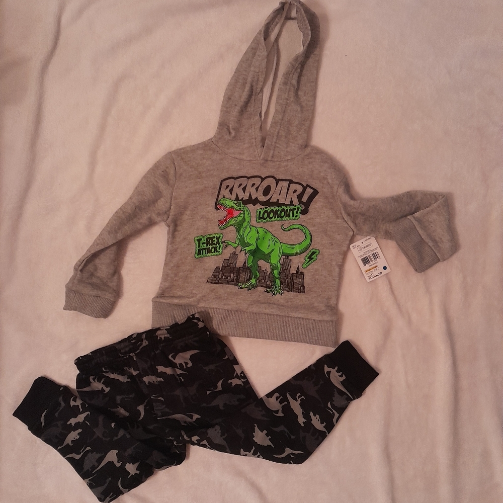 Swiggles Dinosaur SZ 3T 2 Piece Hooded Sweat Suit NWT